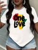 Casual Crew Neck T-Shirt with a Short Sleeve Featuring a Print of ONE LOVE