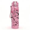 1PC Cherry Blossom Geisha Black Ink Print 750ml Color Plastic Sports Water Bottle Leakproof Flip Straw Lid Suitable for Sports Office Home Use