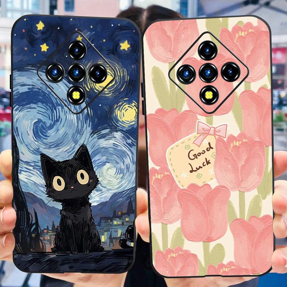 Lovely Painted Case For Infinix Zero 8 8i X687 X687B Soft TPU Back Cover For Infinix Zero8 Zero8i Black Silicon Phone Cases
