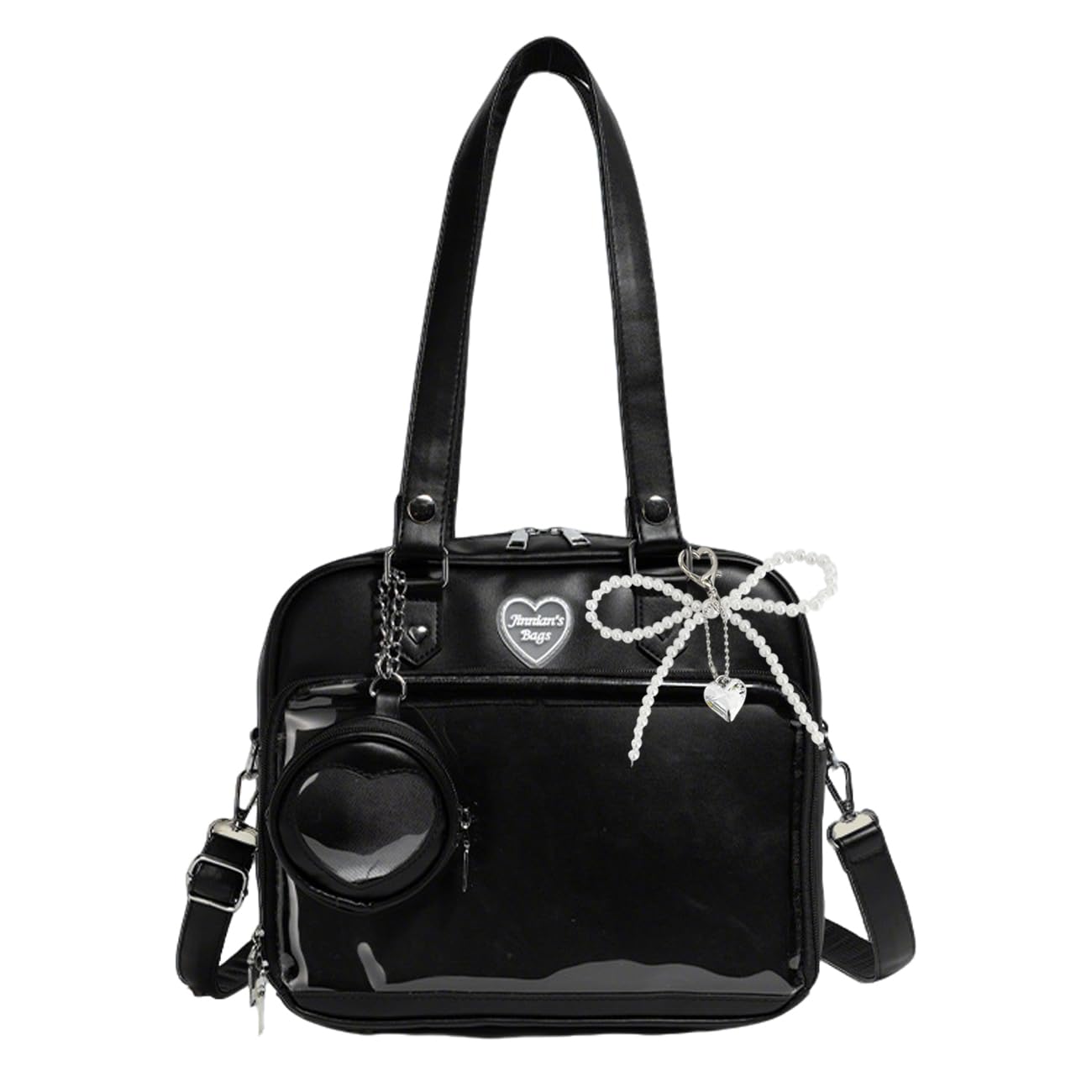 

Сумка Coyoohouse Ita Bag, Сумка для Ошикацу с Жемчужной Лентой и Аксессуаром в виде Сердца, Мягкая Искусственная Кожа PU, 2-Way, 2D Мода, Для Поездок на Работу/Путешествий, Милая и Стильная Наплечная