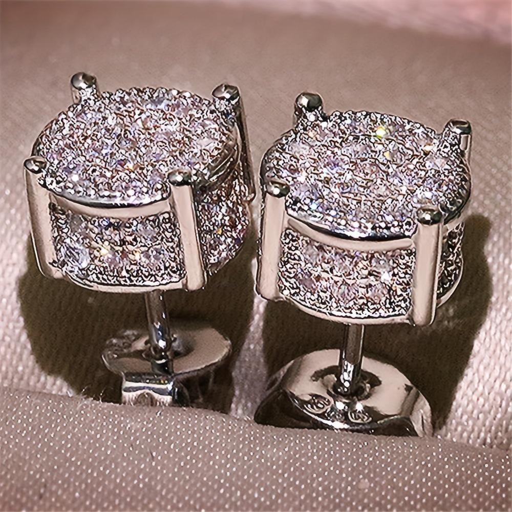 

Stylish Unisex Round Stud Earrings with Rhinestones золотой