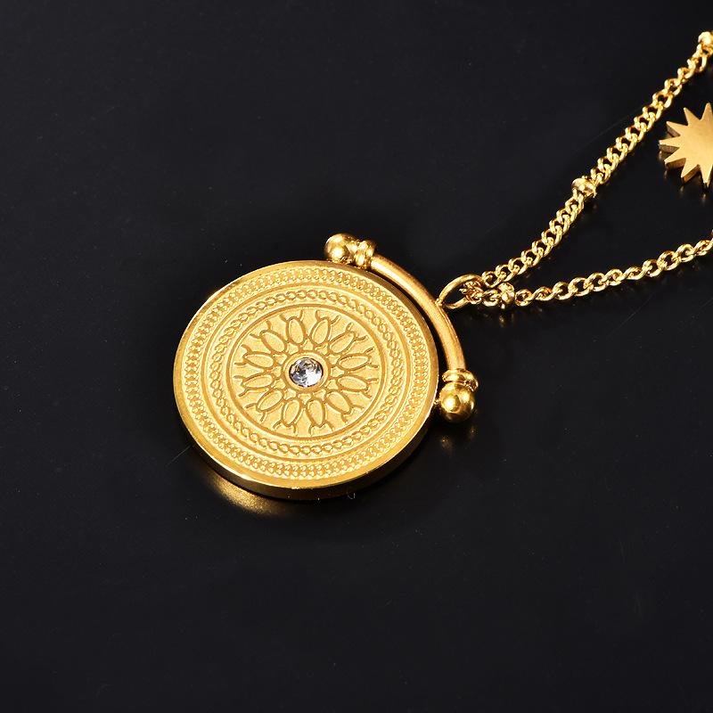 Gold-Plated Titanium Steel Eight-Point Star Necklace: Fashionable Double-Layer Clavicle Chain for Women