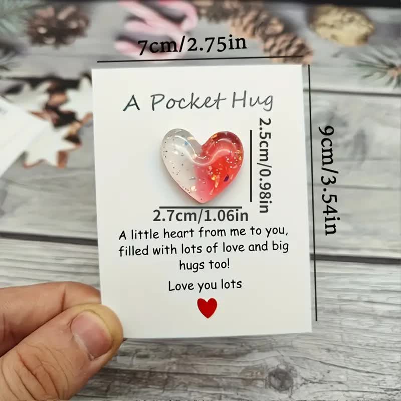 Cute Little Heart Pocket Hug, Decorated Pocket Hug with Encouragement Card, Special Birthday, Wedding, Party, Valentine's  