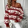 Cozy One-Shoulder Long Sleeve Knit Sweater for Women - Warm Christmas Autumn/Winter Style 2026