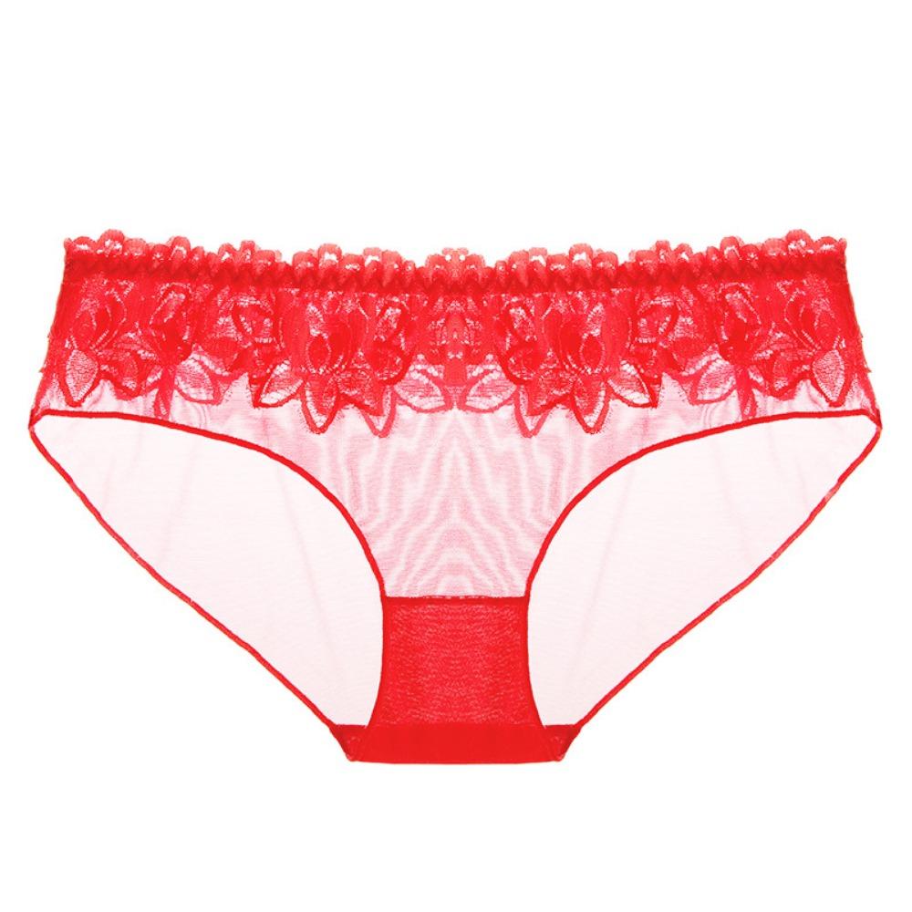 Perspective Mesh Ultra-thin Panties Women's Sexy Lace Temptation Low Waist Seamless Hot Women's Briefs