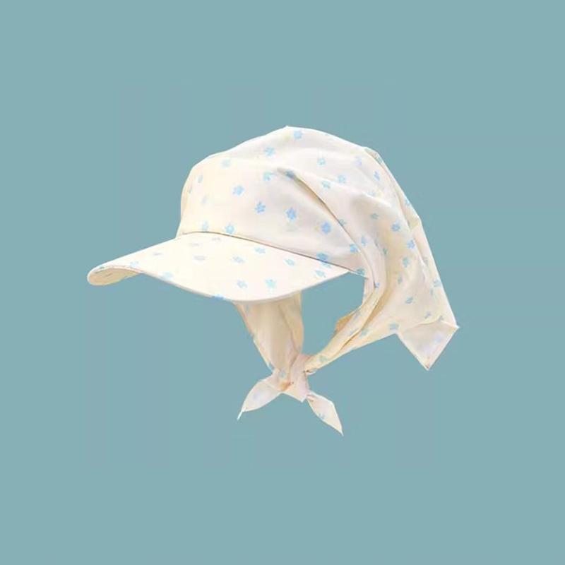 Japanese Fresh Flower Printing Strap Headscarf Caps For Women Spring And Summer Travel Versatile Sunscreen Sun Hats