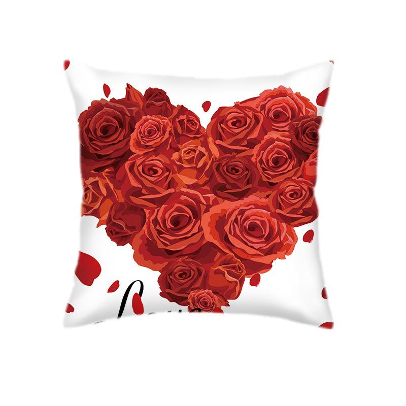 Nordic Red Sofa Pillow Love Pillow Case Ins Style Flower Couple Wedding Hug Valentine's Day Decoration Pillow Case
