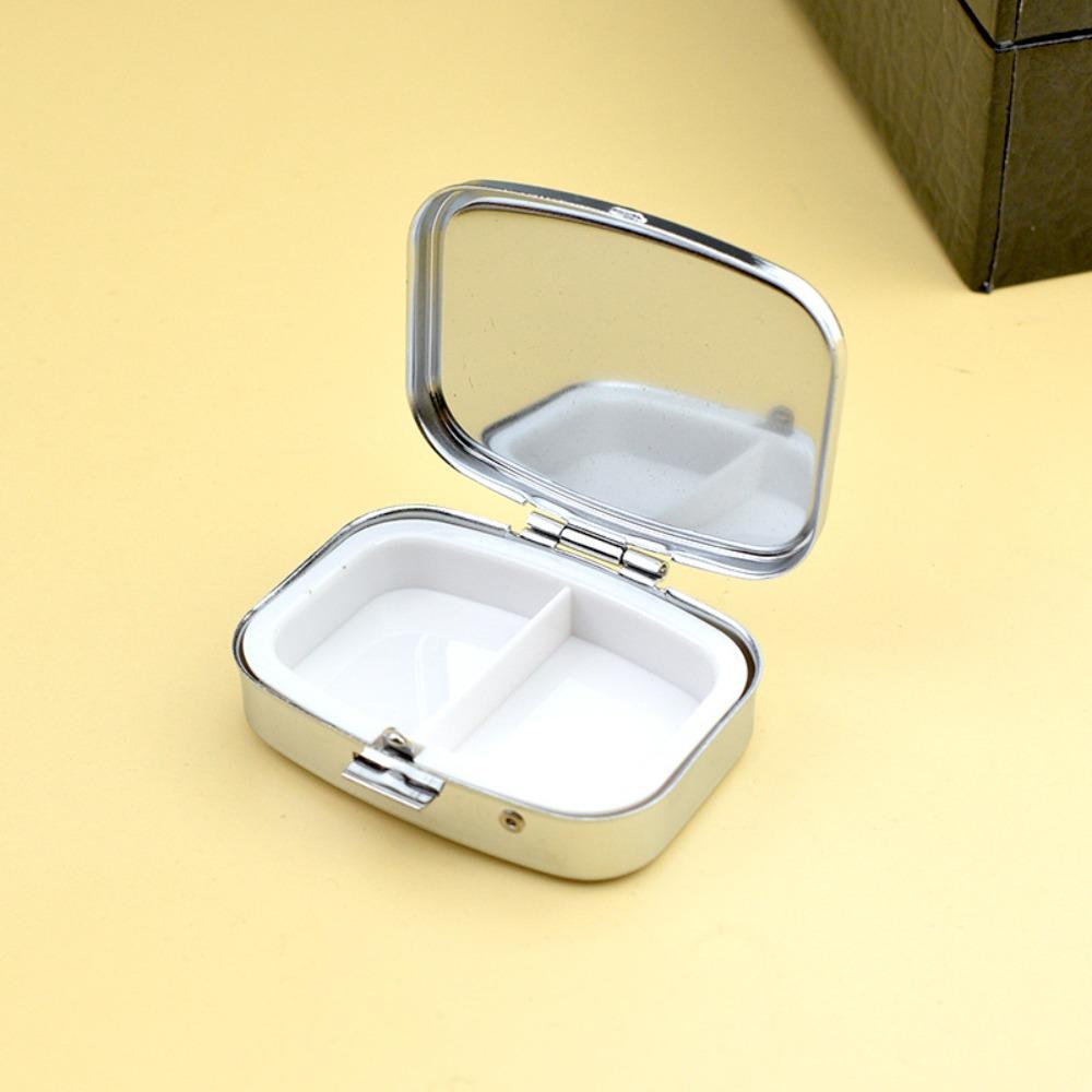 Portable Metal Tablet Box Leak-Proof Compact Pill Organizer Round Earrings Case Travel