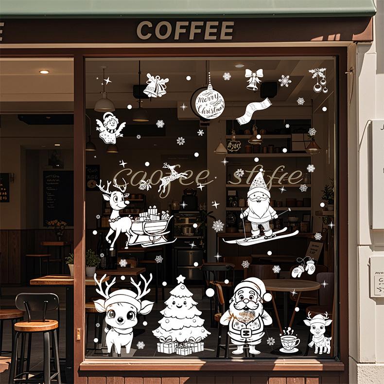 Christmas Electrostatic Window Stickers White Christmas Hanging Balls Christmas Decorations Shopping Mall Window Glass Window Stickers