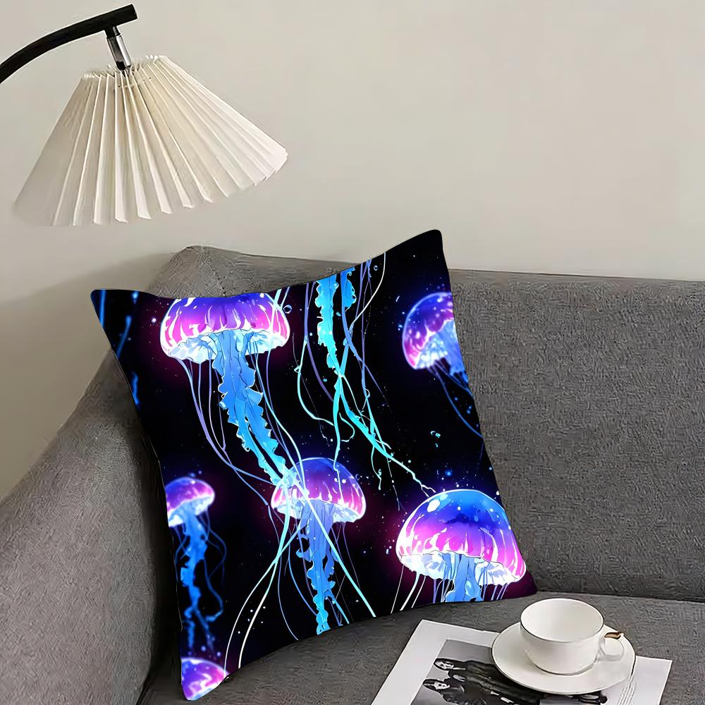 Jellyfish Fashion Cushion Cover Pillowcase Ultra Soft Skin Friendly Fabric Cloud Like Comfort Concealed Zipper