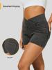 New Cross Women's High-Waisted Denim Capri Fitness Shorts - Slim Fit, High Stretch, with Pockets