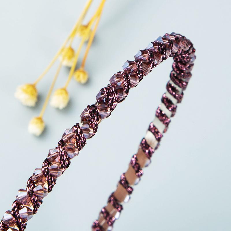 Women Hairband Winding String Crystal Thin Edge Headband Super Flash Party Press Hair Shampoo Headwear