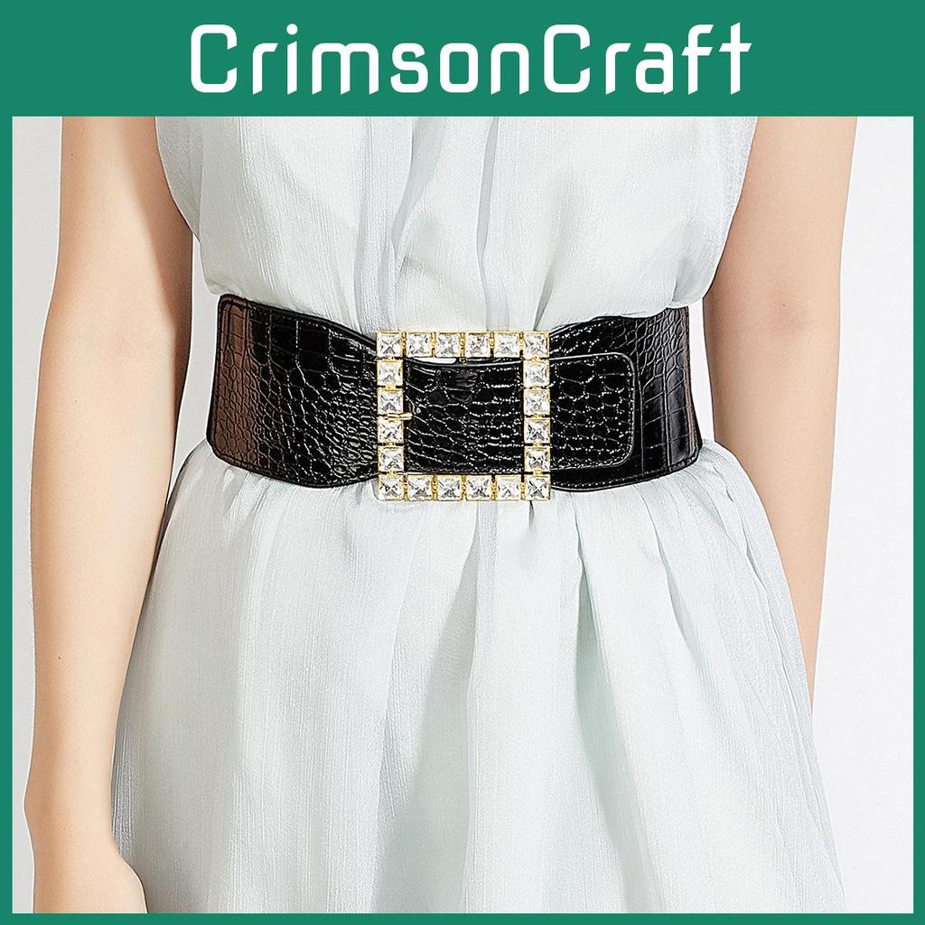 Winter Leather Wide Belt With Diamond Pattern Buckle For Women Dress And Belt Fashion