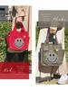 [DIVA Rose] Mini Tote Bag, Small, Lightweight, Canvas, Dividers, Pockets, Smile (Border Blue)