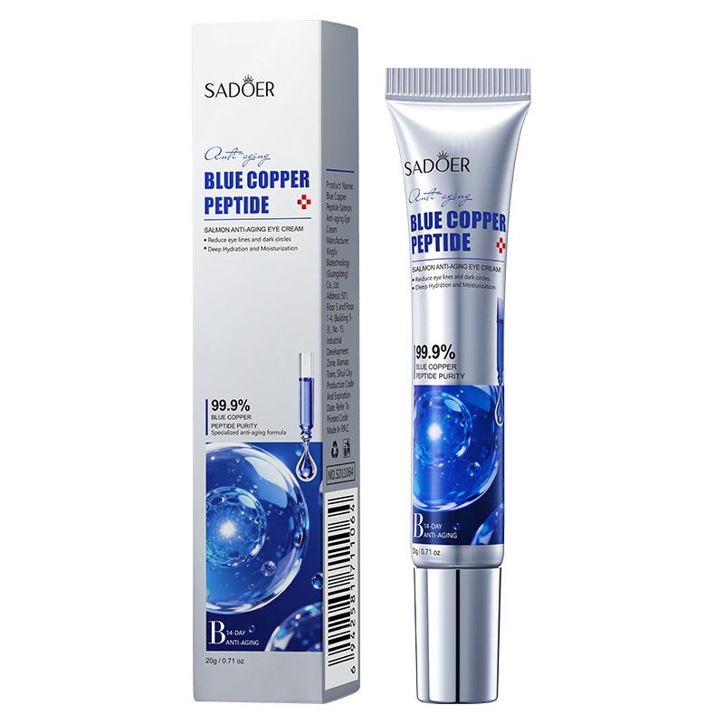 Blue Copper Peptide Salmon Eye Cream Moisturizing Hydrating Under Eye Care Smooth Eye Cream Reduces Dark Circles 20g
