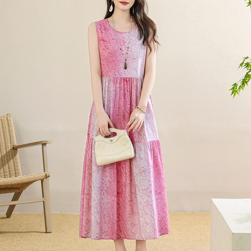 Women's Plus Size Floral Print Sleeveless Maxi Dress, Casual Loose Summer Long Dress (XL-5XL)