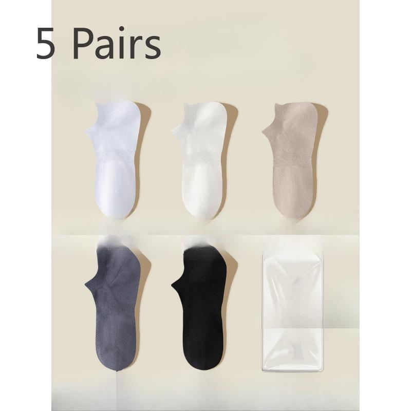 

5 Pairs of Men s Summer Thin Non Slip Mesh Non Drop with Anti Pilling Breathable Shallow Mouth Invisible Short Cotton Socks 5 Pairs