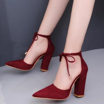 Fashion Sexy Pointed Toe Ladies Shoes Square High Heels Lace Up Women Pumps 2024 Wedding Strap Blue Woman Shoes Zapatos Mujer Size 43