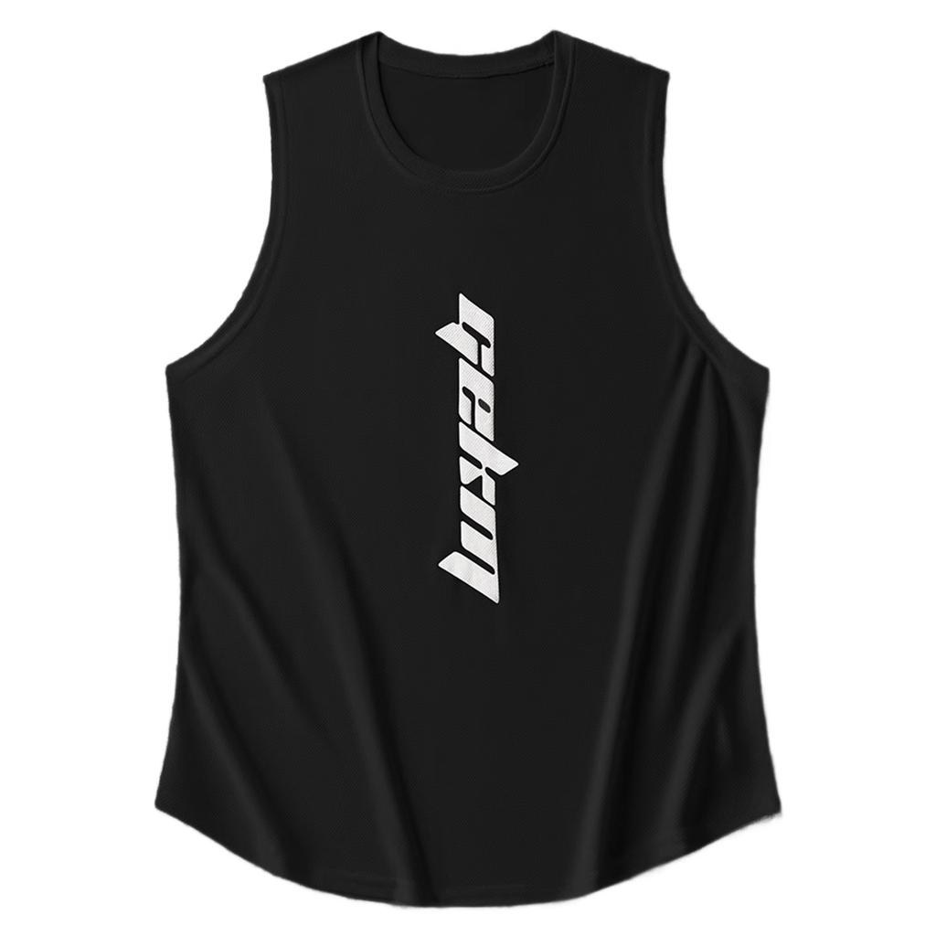 Men's Summer Quick Dry Vest T-shirt Men's Solid Color Letter Printed Loose Vest