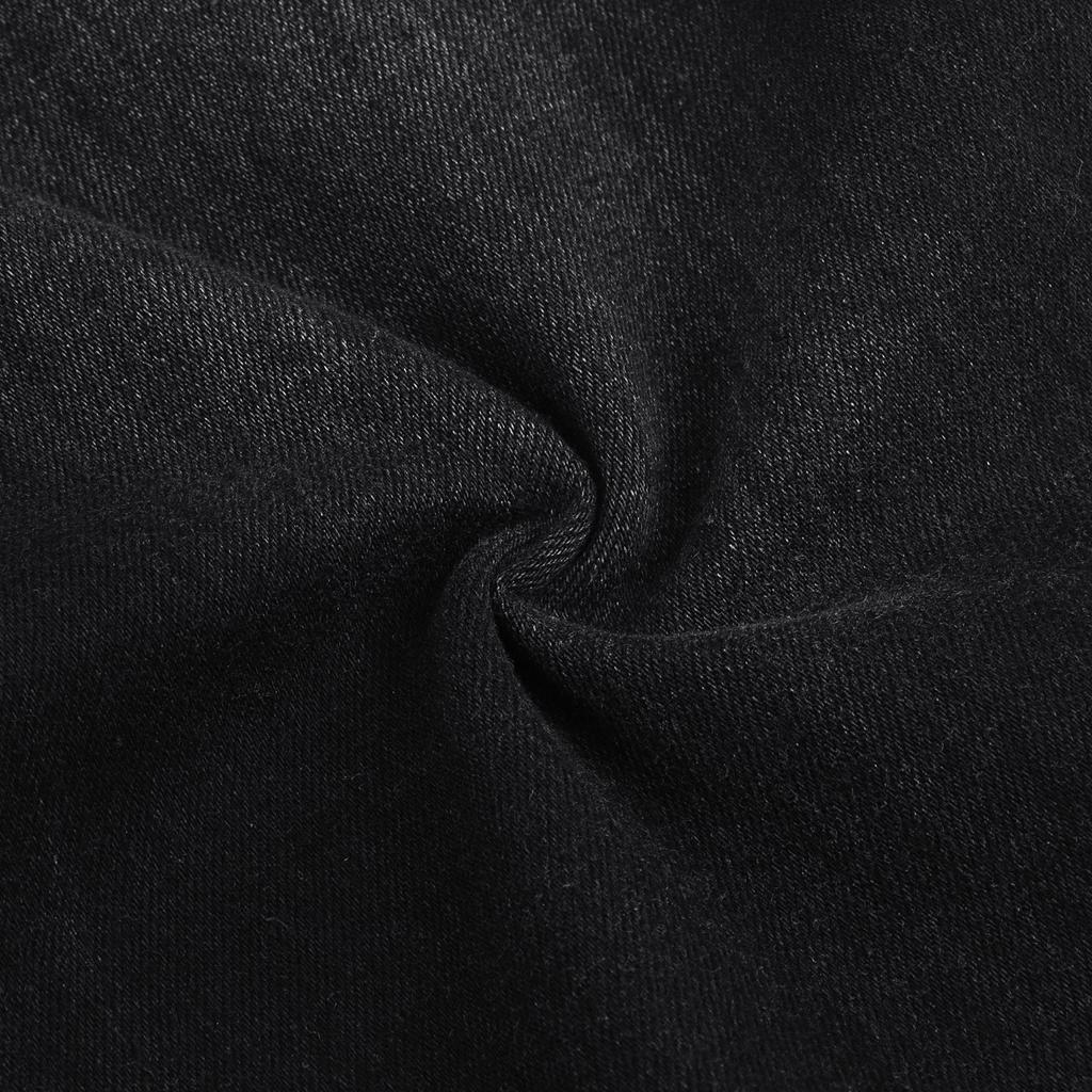 Pantaloni jeans da uomo con cerniera a righe in denim con foro vintage lavaggio hip-hop da lavoro