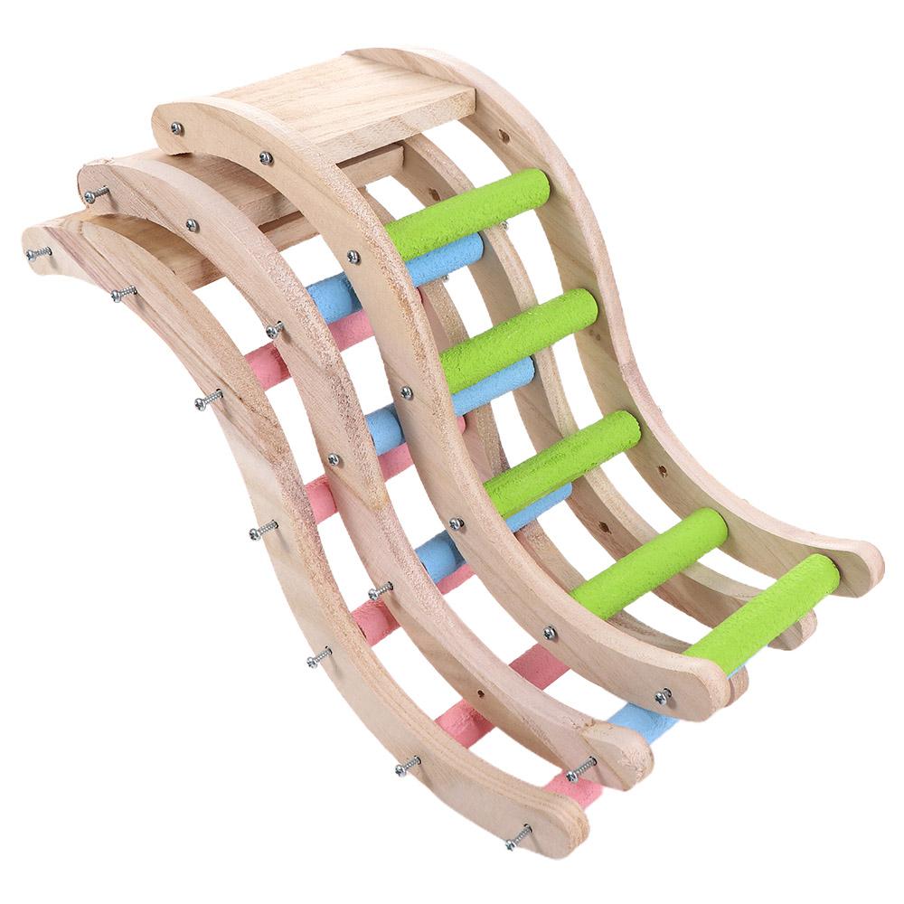 Hanging Swing Cage Accessories Natural Bird Ladder Perch Stand Parrot Chewing Toy Climbing Bridge