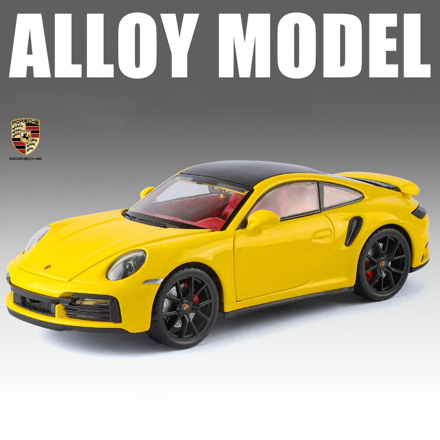

1/24 Porsche 911 Turbo S Supercar Alloy Die Cast Toy Car Model Sound and Light Children s Toy Collectibles Birthday gift жёлтый