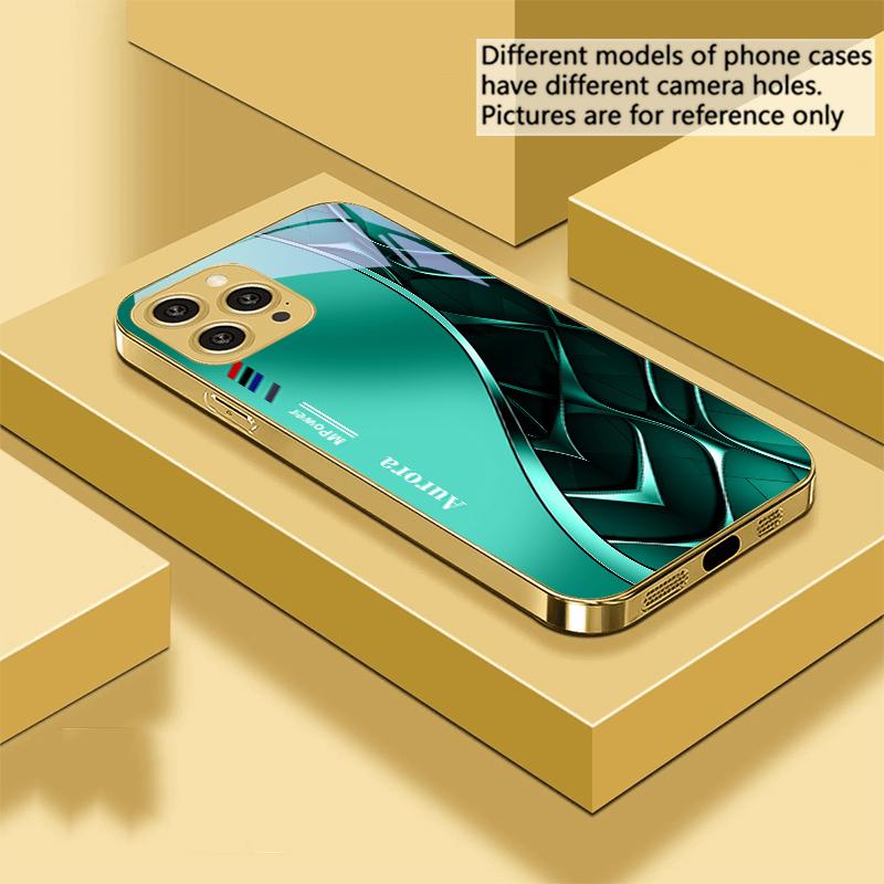 

Flowing Golden Triangle For IPhone 16 Pro Max 15 P ro 14 13 Plus 12 Mini 11Pro Max XS Max XR Golden tempered glass phone case For iPhone 16 Promax