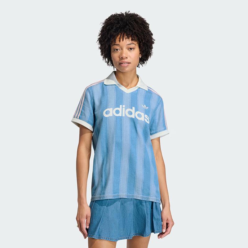 Adidas Originals Women s Denim Jersey Short Sleeve Top KD5448 S