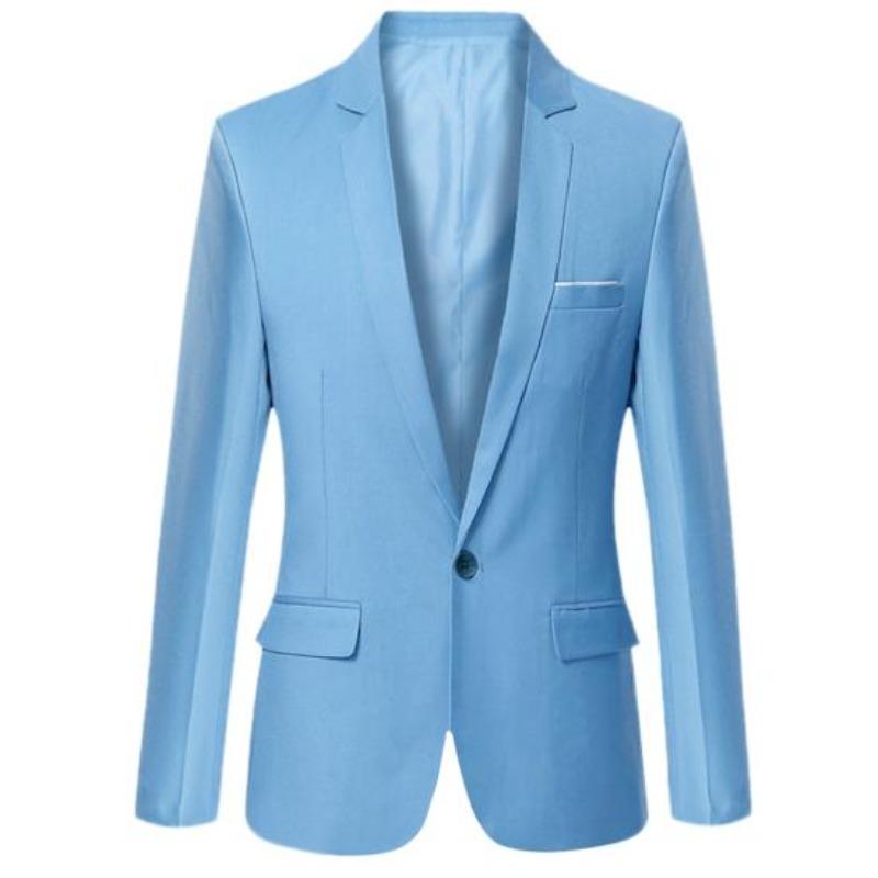 Moda Uomo Tinta Unita Manica Lunga Revers Slim Fit Blazer Abito Cappotto Soprabito