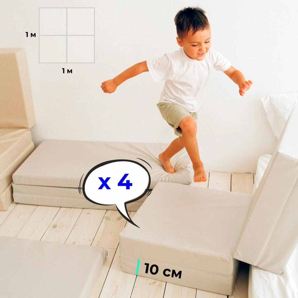 gymnastic mat Comet 100x100x10(4 piece) - beige