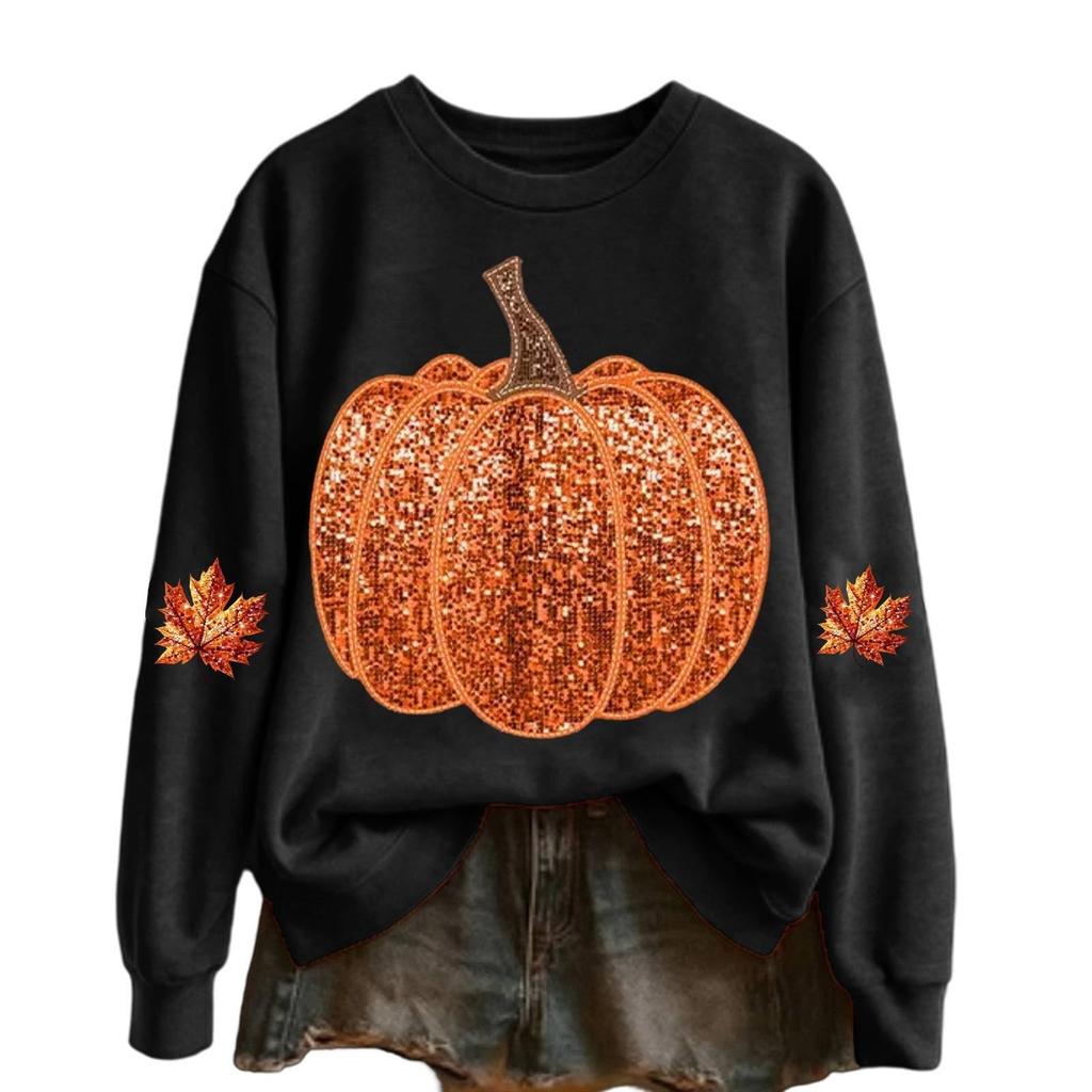 Women's fashionable and casual Halloween print pullover hoodie
