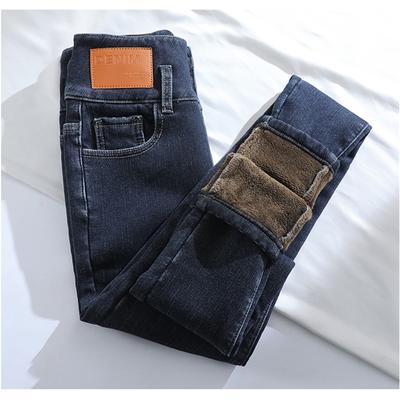 Commuting Wind Stretch High Waist Autumn Winter Pencil Pant Female Casual Velvet Jeans Womens Harajuku Jean Thick Warm Women Pants