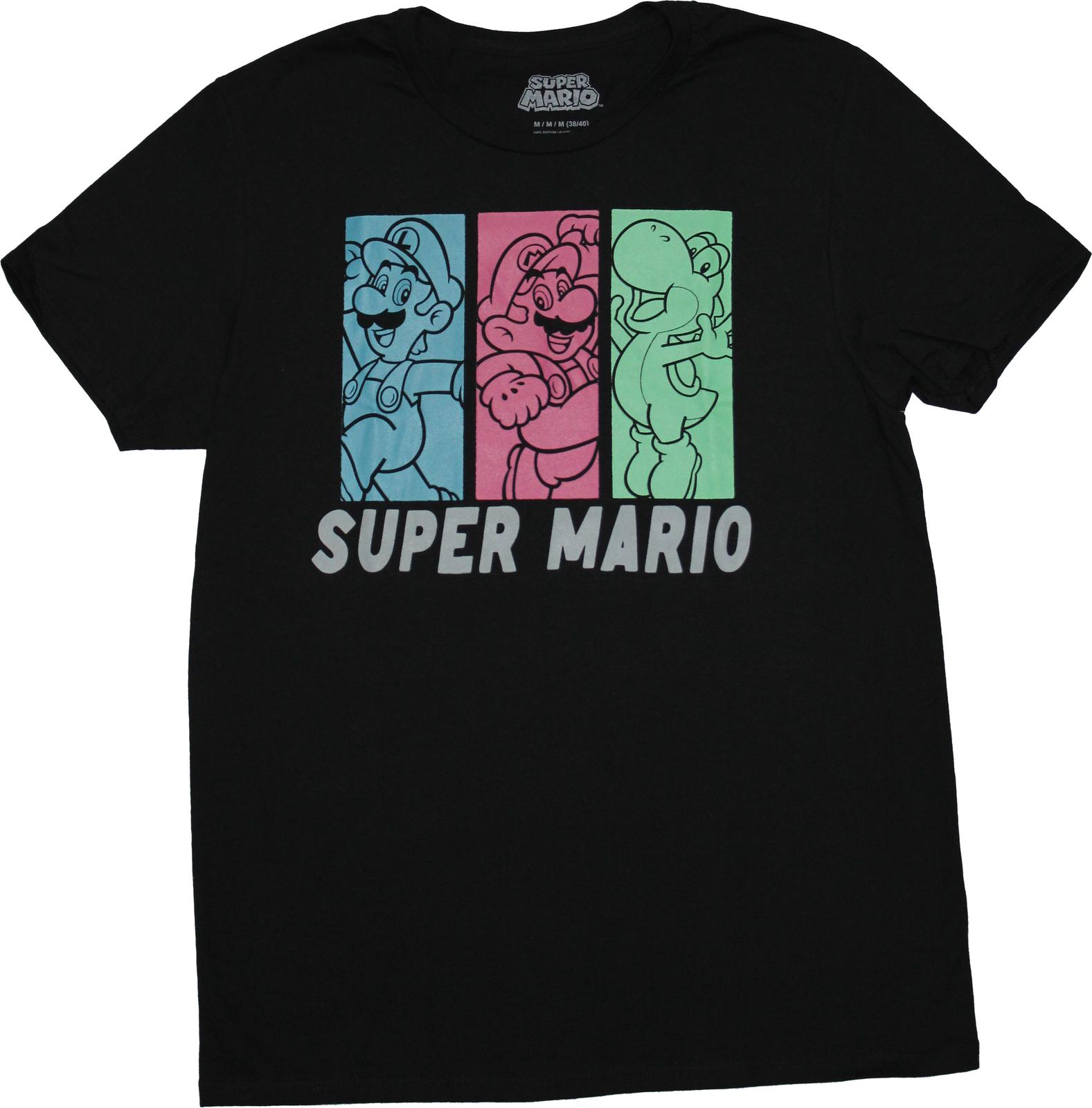Super Mario Brothers New Adult T-shirt Yoshi Mario Luigi Color Box S