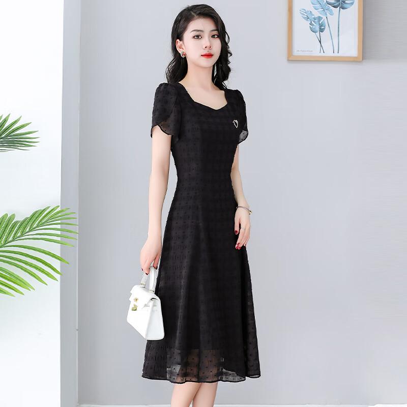 Женское элегантное черное шифоновое макси-платье XL