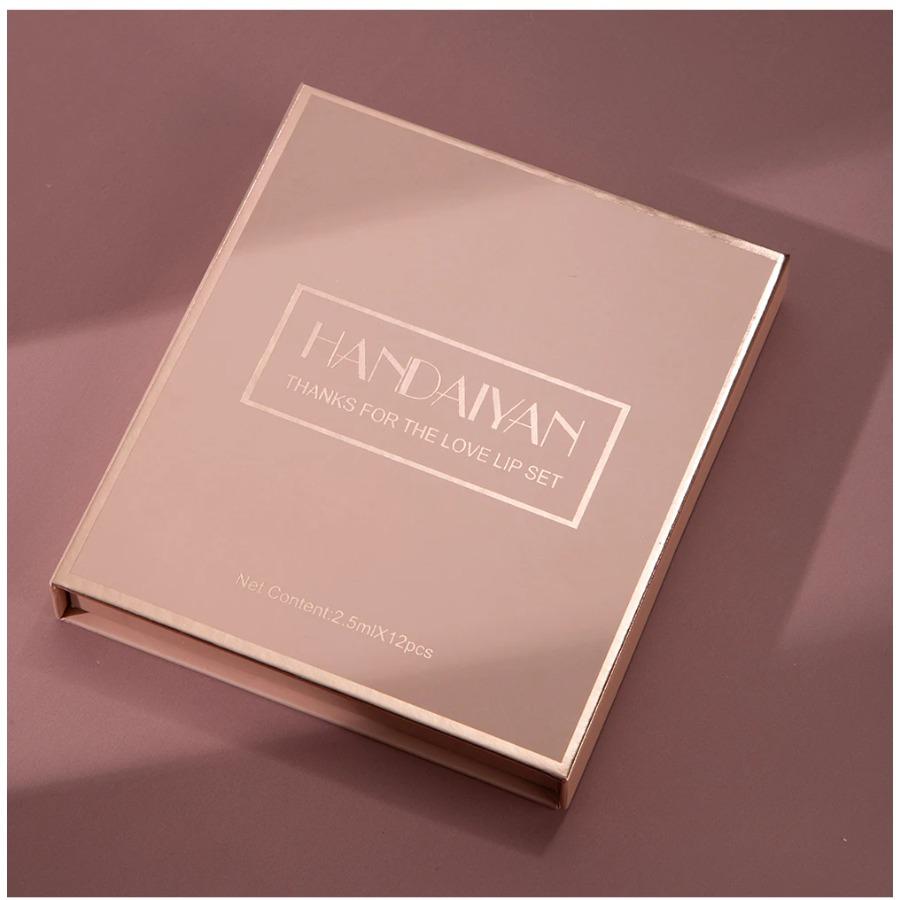 HANDAIYAN 12-Farben Samt Matt Lipgloss Set - Flüssiger Lippenstift Geschenkbox Set, Nicht klebriger Lipgloss