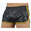 Short Imitation Leather Sports Line Black-Yellow - MenSexyWear - Leather, Latex and Vinyl