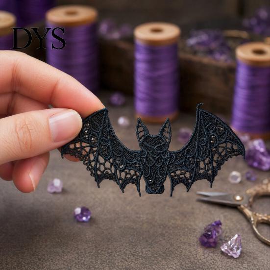 Strapazierfähige Stoffaufnäher 2 Stück Halloween Fledermaus Stickerei Aufnäher, Spitze Gotisches Flügel Design Aufnäher für Jacken und Taschen DIY Kleidung Abzeichen, Rucksäcke