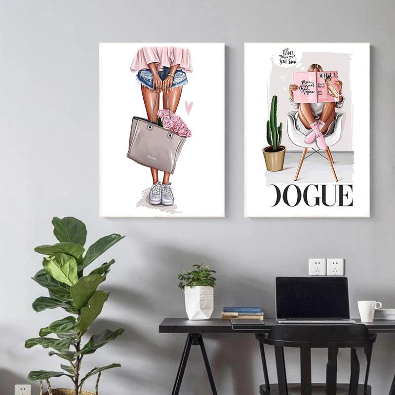 Modern Art Flower Women High Heel Shoes Canvas Painting Minimalist Fashion Posters and Prints Wall Art for Girl Room Decoration