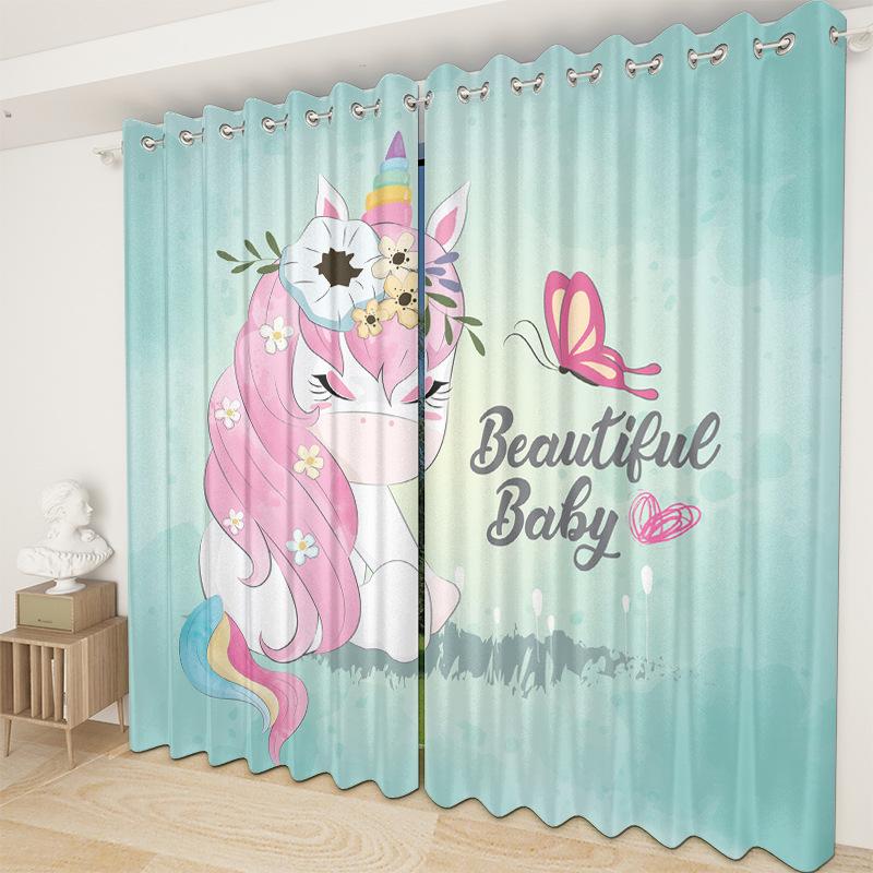 Unicorn Curtain Bedroom Living Room Balcony Blackout Curtain Office Hotel Insulation Curtain
