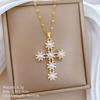 Stainless Steel Copper Micro-Inlaid Natural Stone Heart Fashion Light Luxury Elegant Electroplated Sporty Unisex Necklace