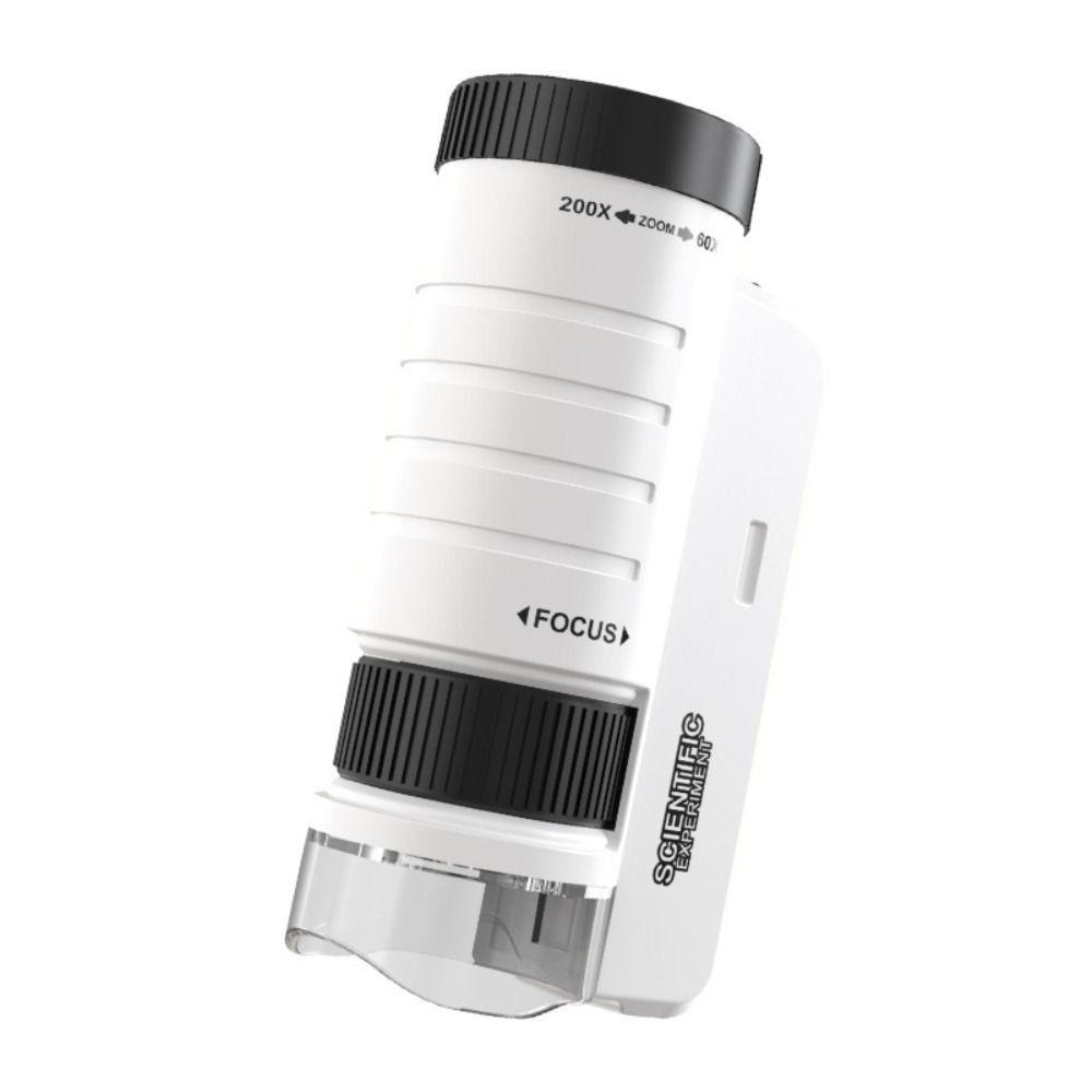 60-200x Magnification Pocket Microscope Battery Powered LED Light Handheld Microscope Portable Design Optical HD