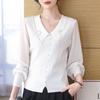 Stylish Loose Fit V-Neck Knit Top for Summer Stitching, Comfortable and Age-Reducing