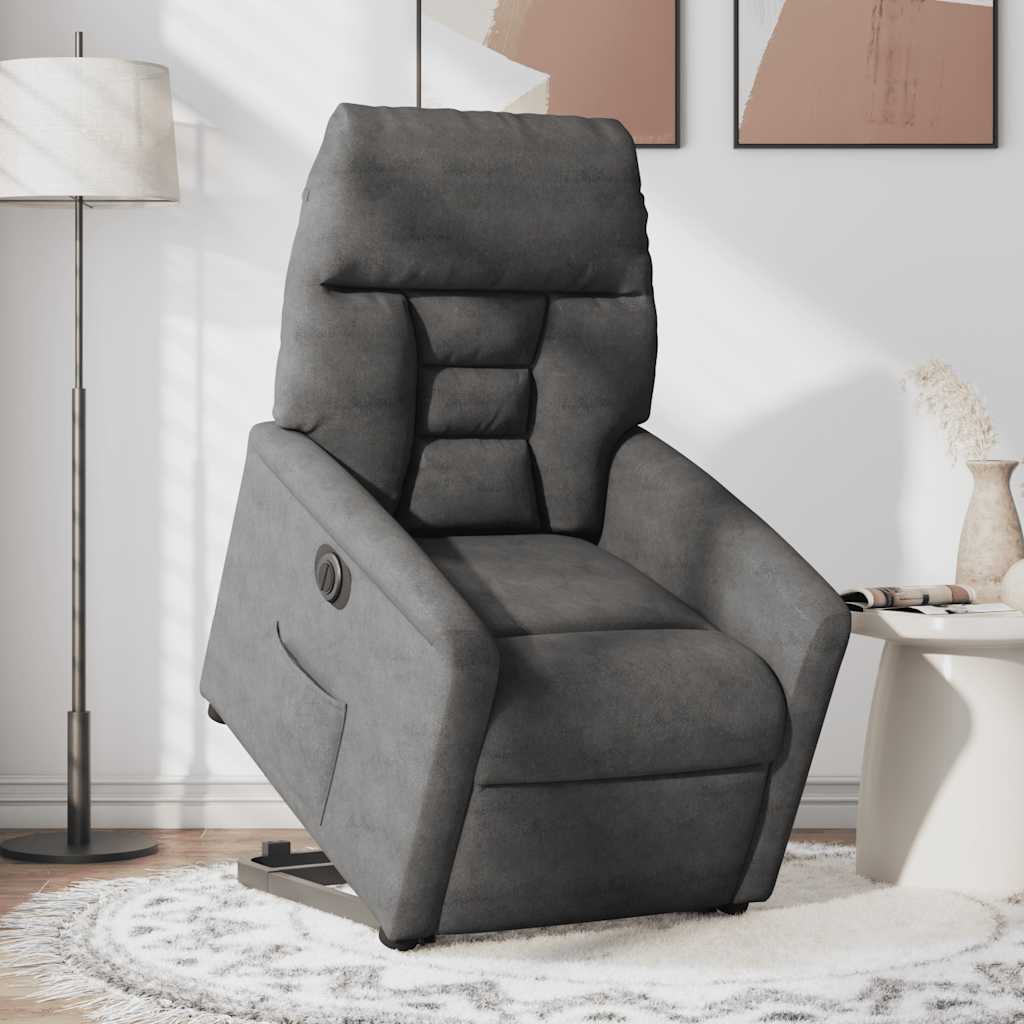 Recliner Chair with Electric Lift Assistance Dark Grey Microfiber Fabric