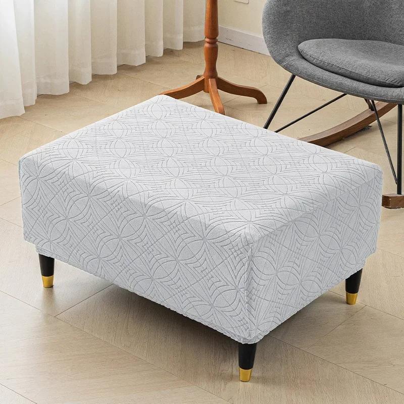 Thickened Velvet Ottoman Stool Covers Washable Square Living Room Sofa Footrest Protector Elastic All-inclusive Furniture Covers