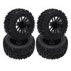 4Pcs RC Car Tires Wheel Rim Set with Sponge Inserts Arrow Pattern for 1/8 1/10 Short Course Truck Black