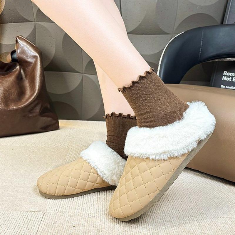 Autumn and winter new velvet cotton slippers women's household indoor non-slip thick-bottomed plush warm plush slippers