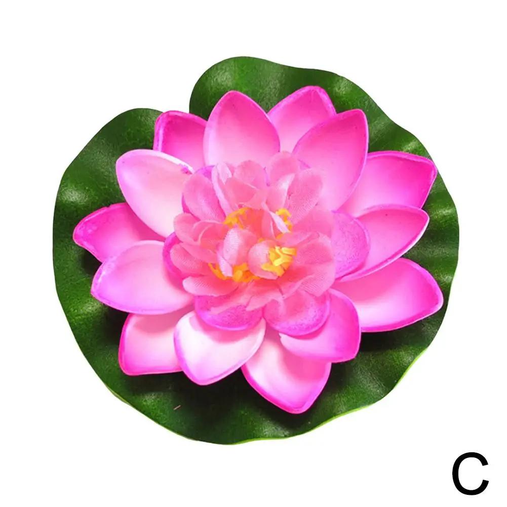 Lotus Artificial Flower Plant Lifelike Flower Floating Fake Lotus Plant Fake Lotus Micro Landscape For Pond Garden Decor O6A5