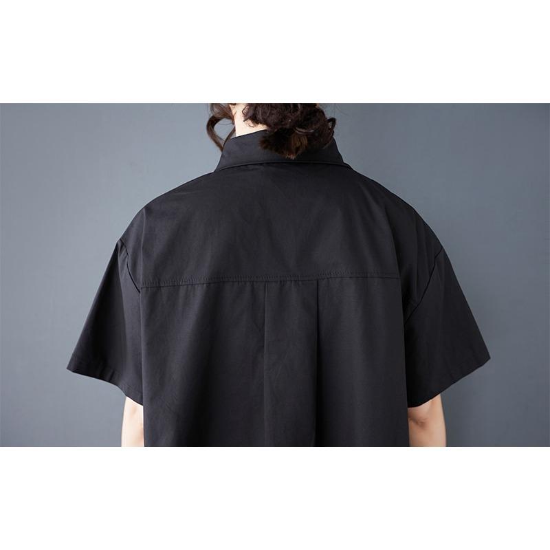 Dimanaf 2025 Plus Size New Summer Blouse Short Sleeve Vintage Printing Casual Women Loose Tops Buttons Shirts