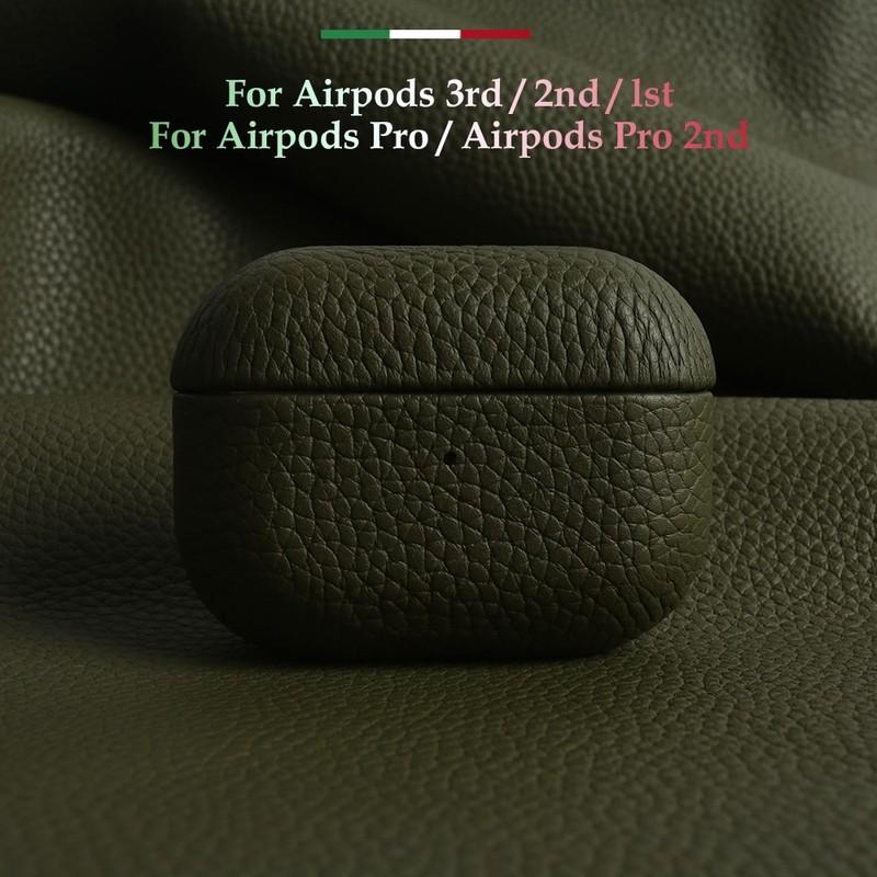 For Airpods Pro Case Genuine Leather Case For Airpods 4/3 /2/ Pro 3 2 1 Protection Box Cases AirPods Case Cowhide Charging Box