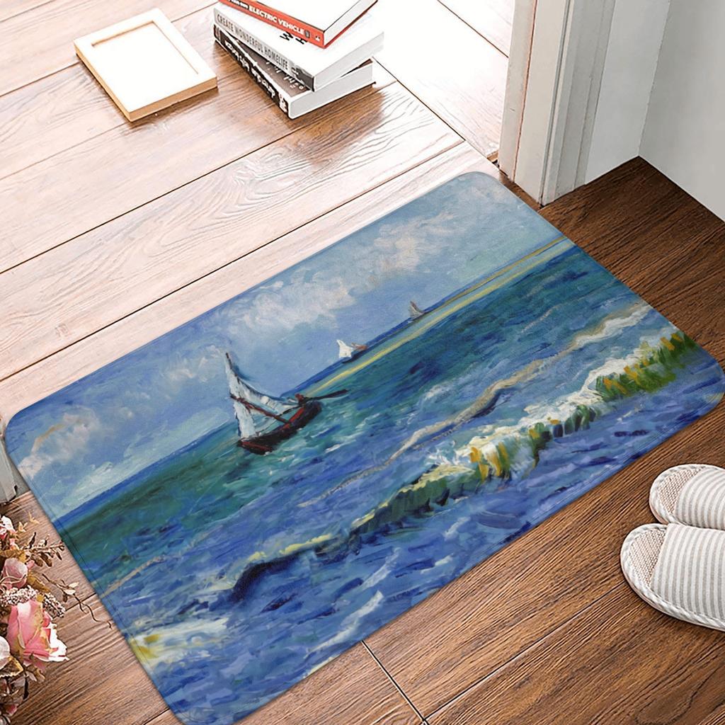 Van Gogh Starry Night Doormat Anti-Slip Entrance Bathroom Kitchen Door Floor Mat Over The Rhone Garage Carpet Rug